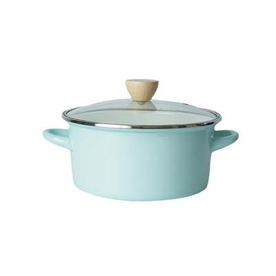 日式搪瓷双耳汤锅健康无涂层