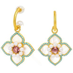 吾往花想容珍珠贝母绿松石耳饰新中式国风耳环生日礼女友闺蜜耳夹