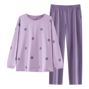 家乐芬睡衣女士春秋款秋季秋天纯棉长袖家居服休闲可外穿出门套装