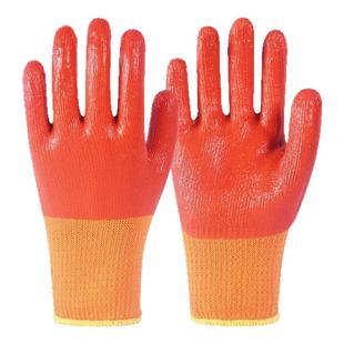 冬季毛圈加绒保暖劳保PVC手套加厚耐磨防寒发泡胶皮防水工作干活