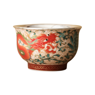 纯银时代 龙凤呈祥瓷包银杯套装足银999茶杯新款高端茶具主人杯大