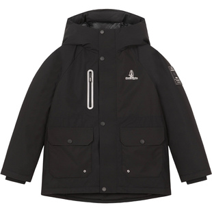 暇步士童装男童羽绒服大童户外厚外套25冬新品保暖儿童工装羽绒服