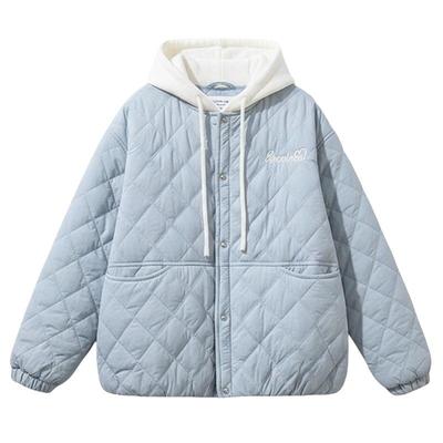 女大童夹棉外套毛衣连帽两件套初中生秋冬装2025新款少女加厚棉服