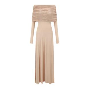 【SALE】【SWAYING】蕾虎时尚一字领镂花礼服连衣裙修身抹胸长裙