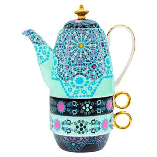 T2摩洛哥水晶双人茶具套装轻奢茶壶高档骨瓷茶杯乔迁新居生日礼物