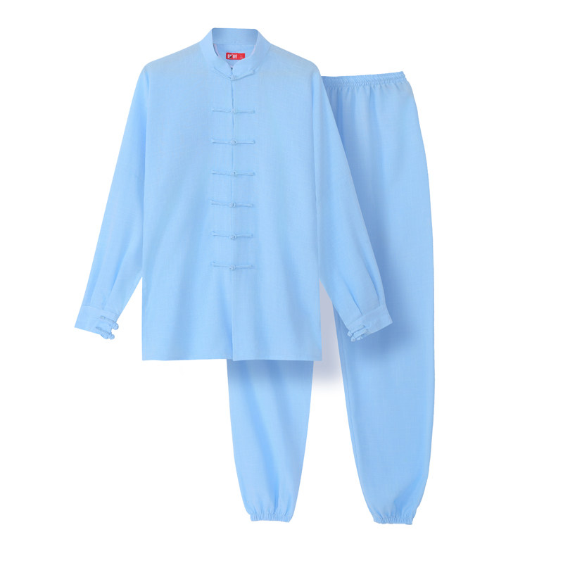 恒树太极服棉麻禅修休闲晨练武术练功服团体武术表演男女八段锦