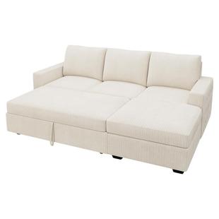 诺岚奶油风布艺沙发储物客厅模块贵妃三人多功能沙发床两用小户型