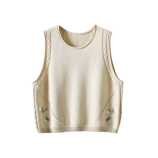 大码棉线针织马甲女款时髦洋气春秋宽松背心外搭马夹坎肩外套叠穿