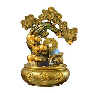 招财中式流水摆件循环水风水轮客厅办公室桌面景观乔迁开业礼品