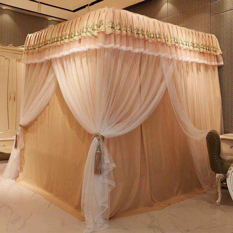 宫廷双层遮光防蚊两用落地公主加密全套高档加厚三开门u形蚊帐
