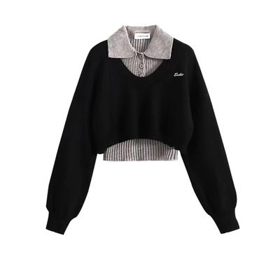 秋冬美式小众设计感两件套上衣