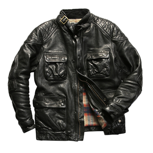 复刻RL多口袋M65猎装真皮皮衣头层植鞣牛皮外套立领休闲型男夹克