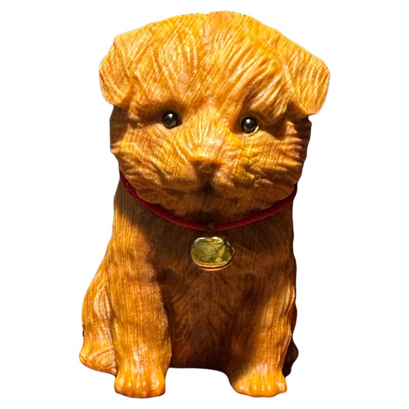 天然崖柏木雕小狗手把件田园犬
