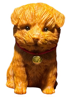 天然崖柏木雕小狗手把件田园犬