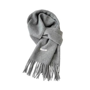 高级感灰色格子含羊毛围巾2025新款韩系女冬季百搭学生保暖围脖男