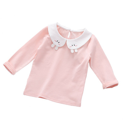 女童长袖纯棉打底衫宝宝白色衬衣