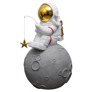钓星星创意宇航员太空人落地大摆件展厅商业空间幼儿园童趣装饰品