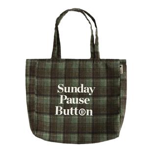 Moreover周日暂停键格纹托特包 大容量帆布包手提包女单肩包时尚