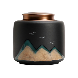 己造 茶叶罐陶瓷双盖螺旋吸力盖高档密封罐普洱储存罐空礼盒包装