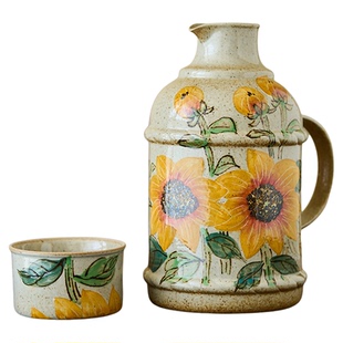 陶美集手绘带盖大容量马克杯办公室家用水杯陶瓷茶杯景德镇凉水壶