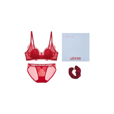 ubras蕾丝礼盒红色内衣女