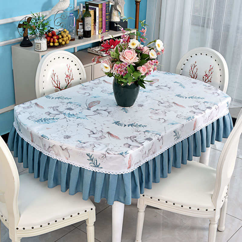 防水田园桌布桌子罩椭圆形餐桌桌布茶几套罩全包布艺家用台裙书桌