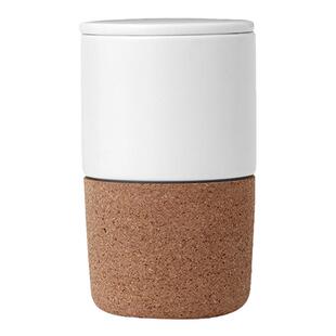 丹麦VIVA 克缇卡系列陶瓷茶杯北欧简约纯白色带盖茶杯泡茶杯350ml