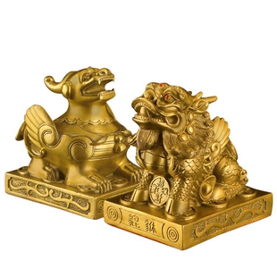纯铜貔貅摆件招财一对公母皮丘貔家居办公室装饰品店铺开业礼品