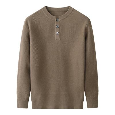 男士绵羊毛亨利领套头打底针织衫