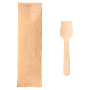 一次性小木勺木质冰淇淋冰激凌勺水果叉蛋糕甜品勺独立包装批发