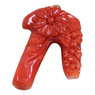 ENIMOL日本aka阿卡天然红珊瑚雕花吊坠18k金镶嵌冬日千金风配饰