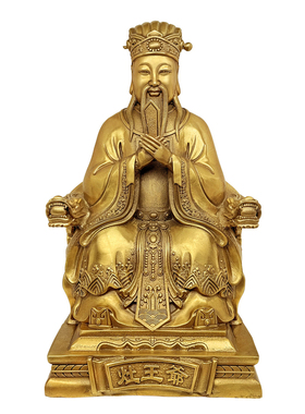 黄铜灶君灶王爷奶神像摆件厨房