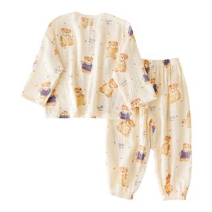 儿童睡衣春秋季纯棉家居服套装a类全棉长袖绵绸男孩女孩夏空调服