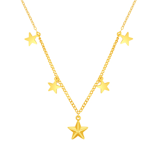 水贝黄金官方旗舰店18K金五角星星套链玫瑰金轻奢项链礼物送女友
