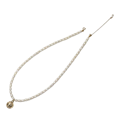 轻奢小众金币女王珍珠项链锁骨