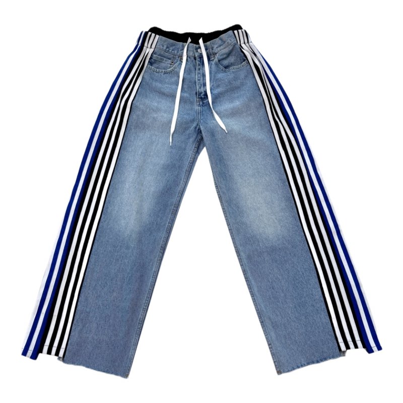 25秋冬小众设计师品牌 男女同款解构设计双腰卫裤拼接牛仔裤长裤