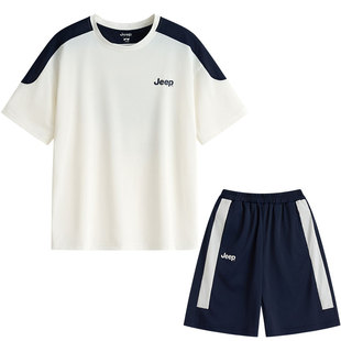 Jeep男童运动套装青少年速干2026夏季新款儿童篮球短袖短裤两件套
