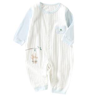 婴儿衣服夏季薄款纯棉连体衣三个月宝宝衣服夏装空调服男宝a类6女