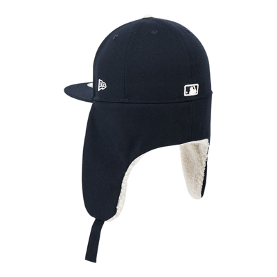 韩国代购NEWERA纽亦华冬季保暖5950平沿全封闭雷锋帽LA道奇藏蓝色