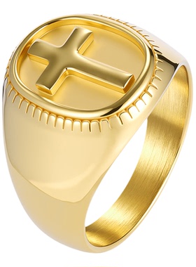 泰爱你简约个性十字架戒指