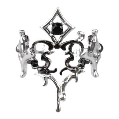 APARTOFME原创纯银戒指开口可调复古宫廷风高级感暗黑锆石食指戒