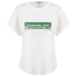 COMME MOI吕燕设计师早春女装白色圆领纯棉百搭LOGOT恤
