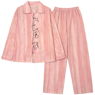 2026新款带胸垫漂亮出门睡衣女士卡通长袖可外穿家居服套装秋冬季