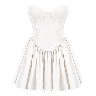 House of CB白色抹胸束腰连衣裙Katherine