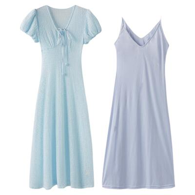 气质纯欲蕾丝系带连衣裙西町村屋