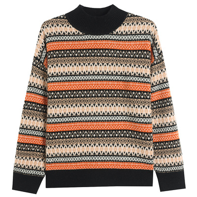 恒源祥100%纯羊毛衫女复古毛线衣