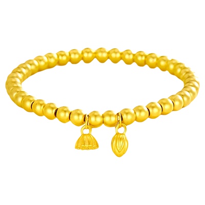 两世欢莲蓬转运珠金包银手链