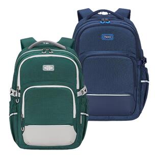 卡拉羊双肩包女简约旅行电脑背包帆布大容量男初中高中大学生书包