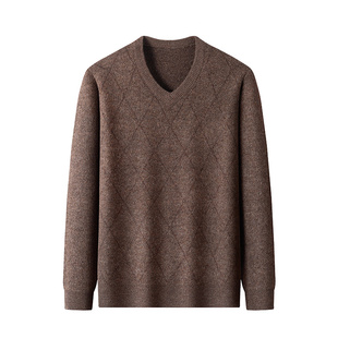 恒源祥男士v领羊毛衫2025秋冬季高端休闲针织软糯打底加厚毛衣男