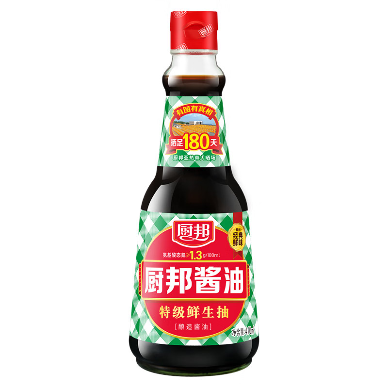 厨邦酱油410ml特级生抽点蘸凉拌清蒸热炒烹调炒菜厨房调味150mL